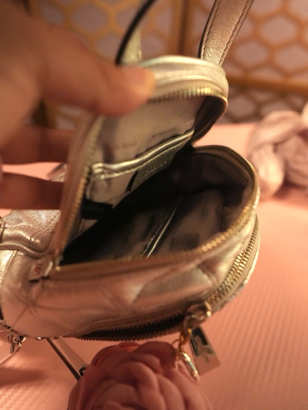 Michael Kors Quilted Mini Backpack in Metallic Silver - Picture 7 of 8